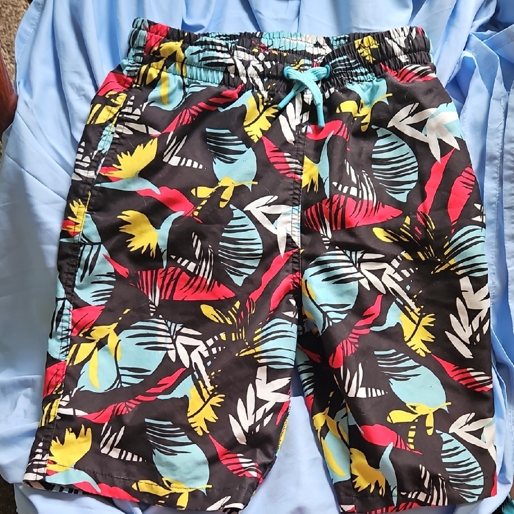 Black and Red Swim Trunks with Energetic Design